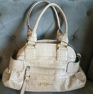 Cream Alligator Shoulder Purse